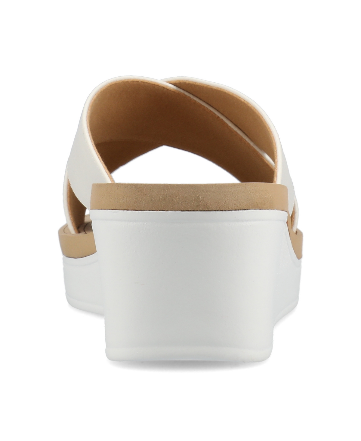 Shop Journee Collection Women's Biara Crisscross Platform Wedge Sandals In White