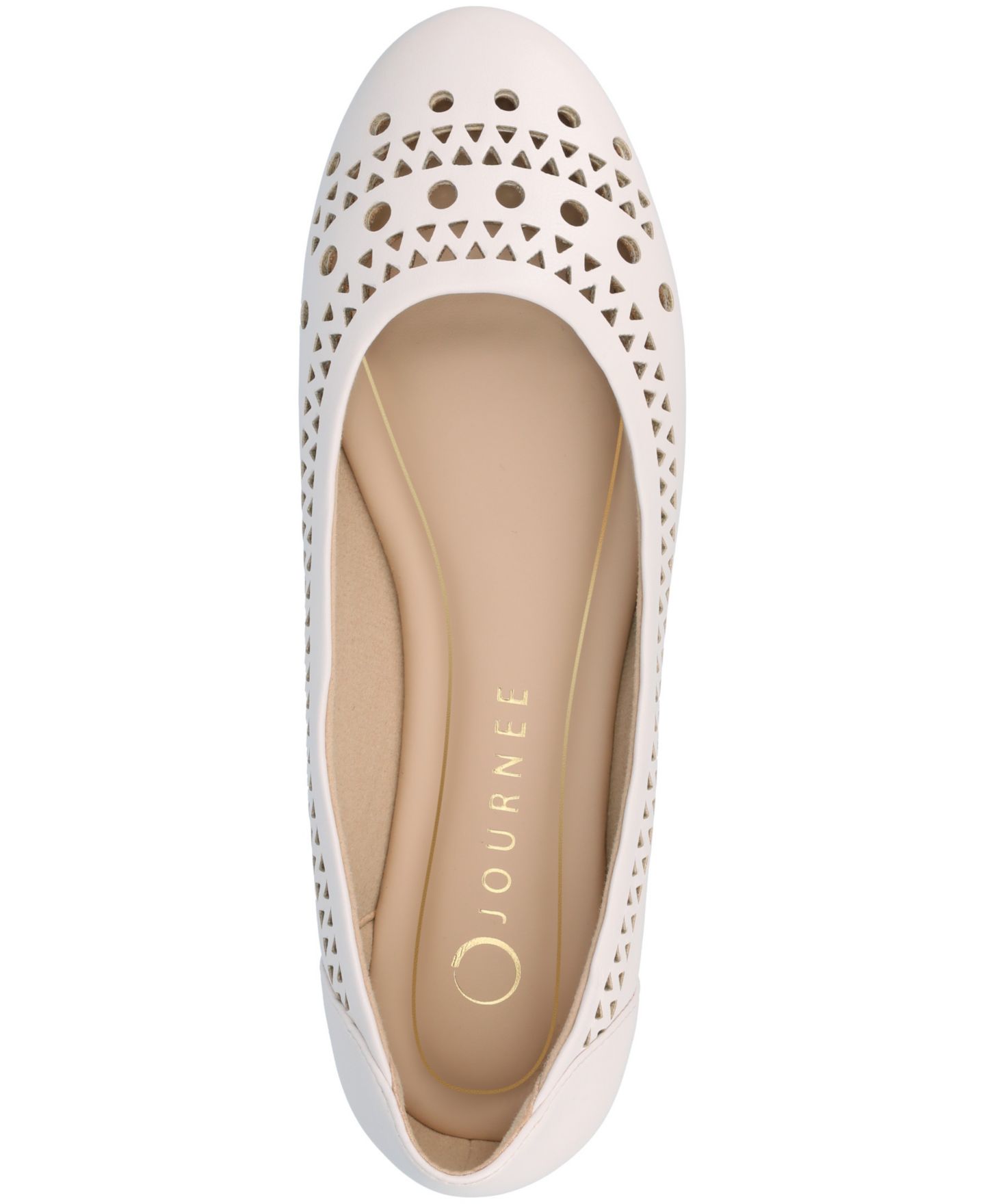 Женские балетки Journee Collection Kamrah Perforated Ballet Flats, цвет: Костяной — фото 4