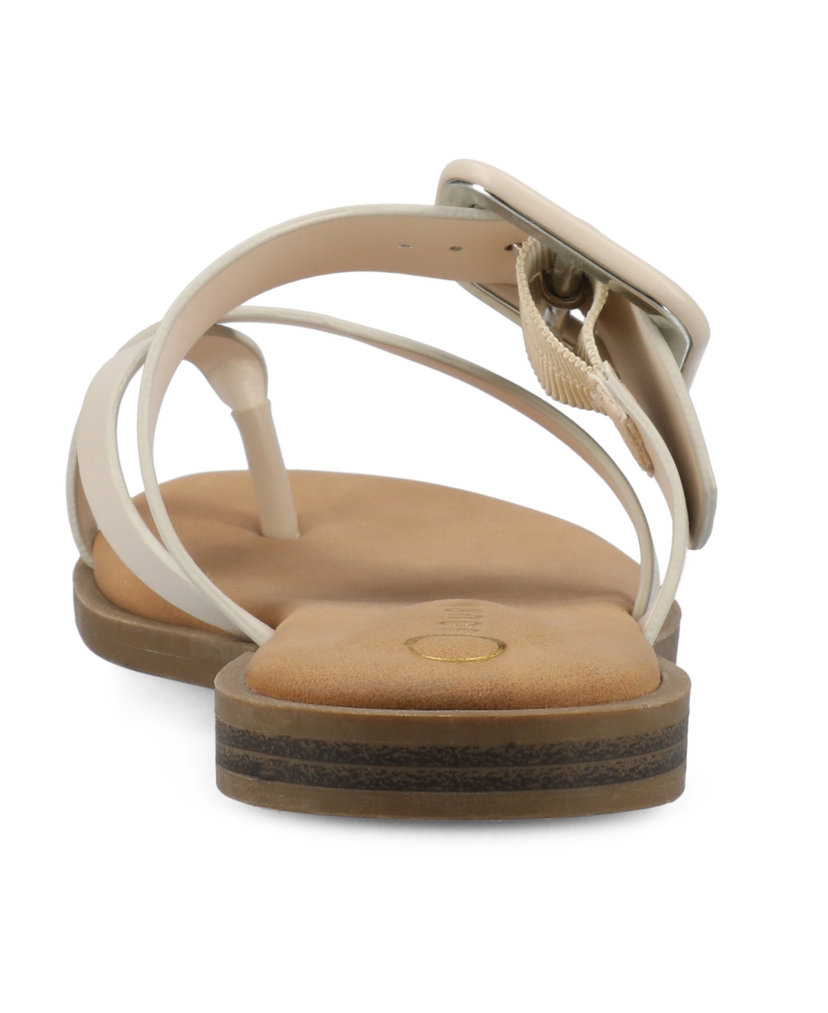 Journee Collection Women's Layra Strappy Buckle Flat Sandals In Ivory