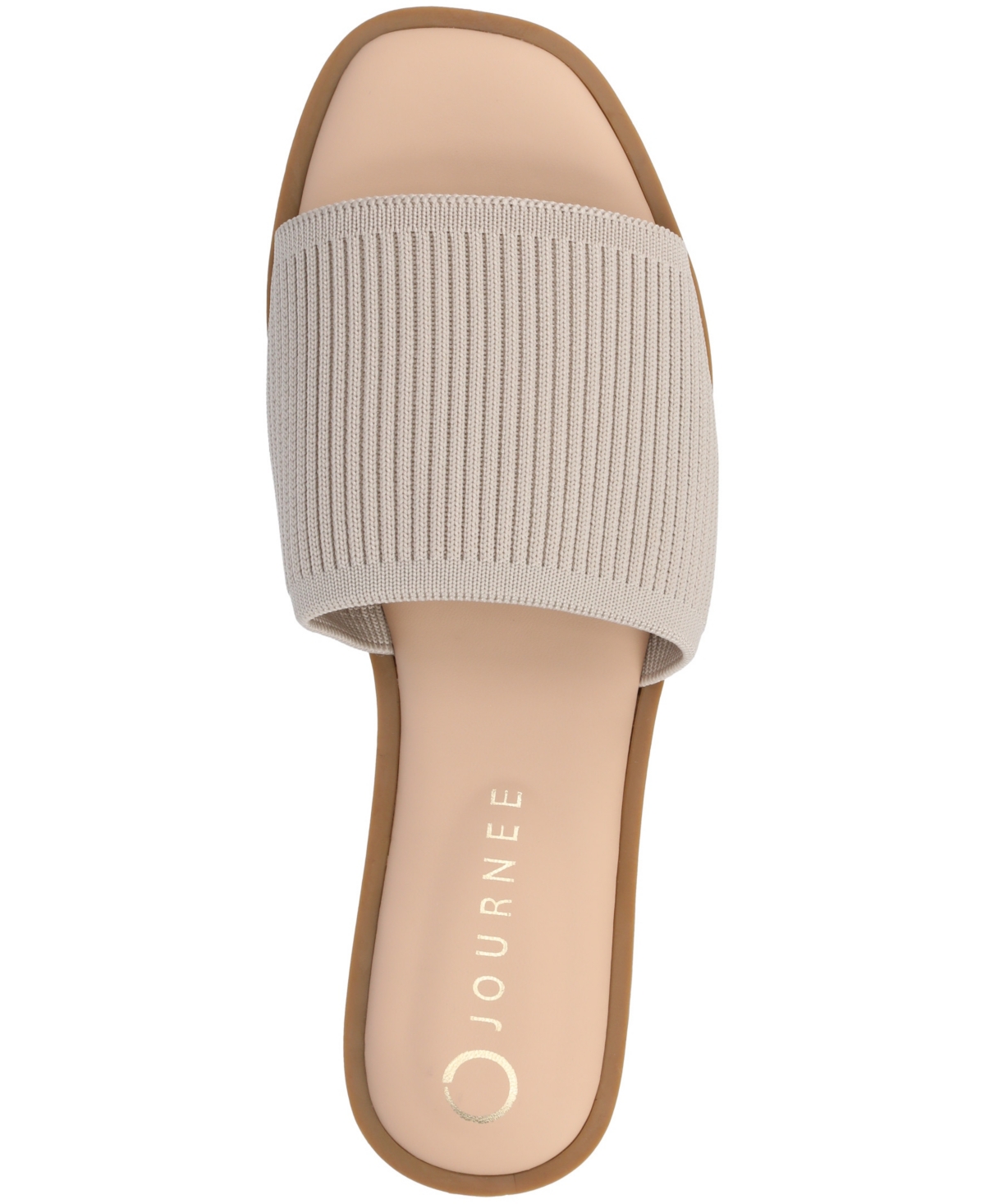 Journee Collection Women's Prisilla Single Band Slide Flat Sandals In Taupe