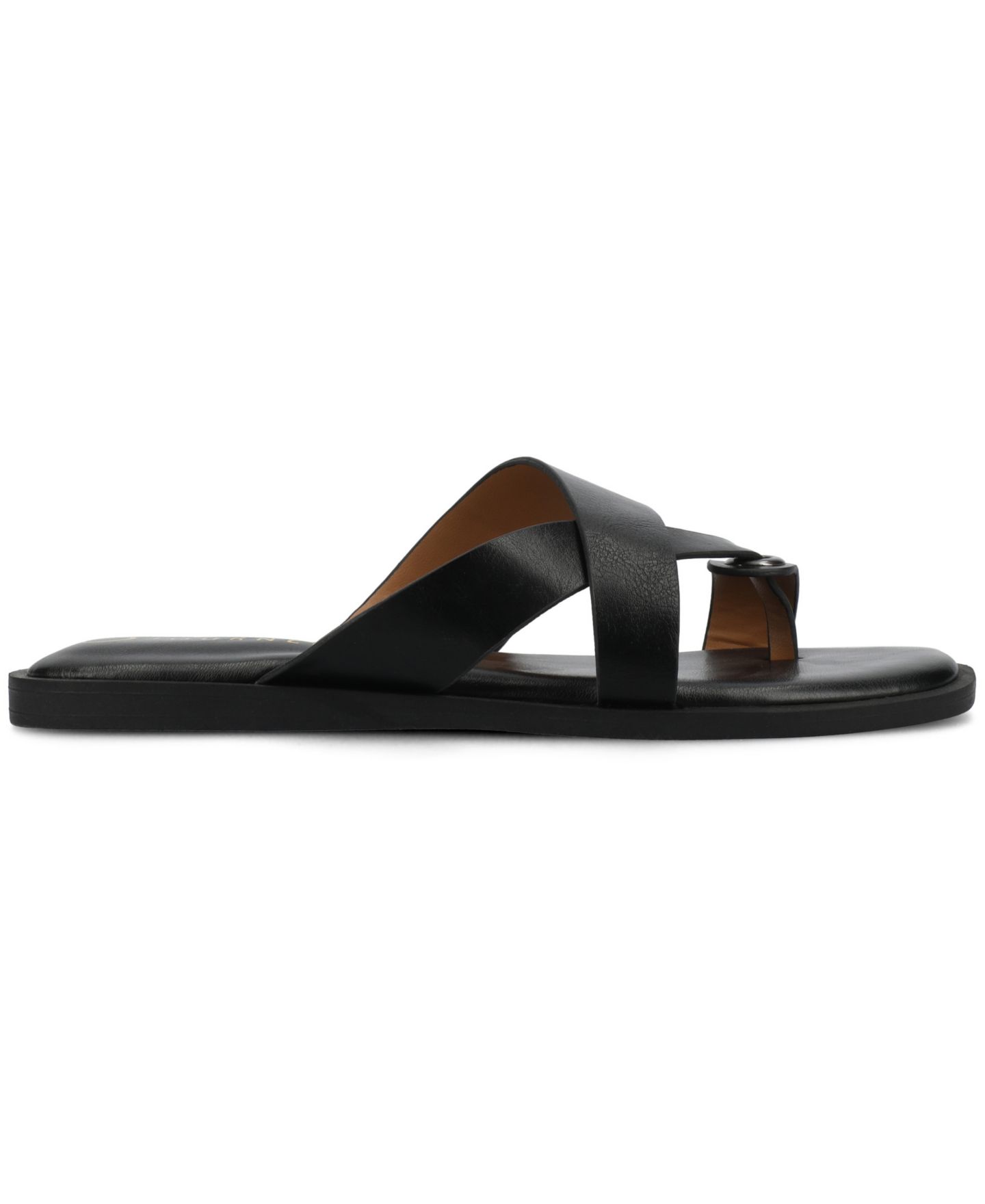 Женские сандалии Journee Collection Prizzie Toe Ring Strappy Flat, цвет: Чёрный — фото 2