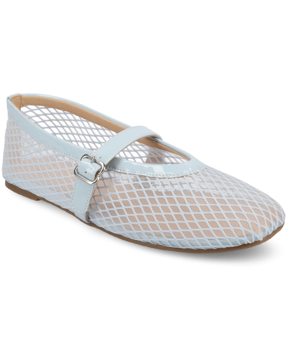Shop Journee Collection Women's Casha Mesh Mary Jane Flats In Light Blue