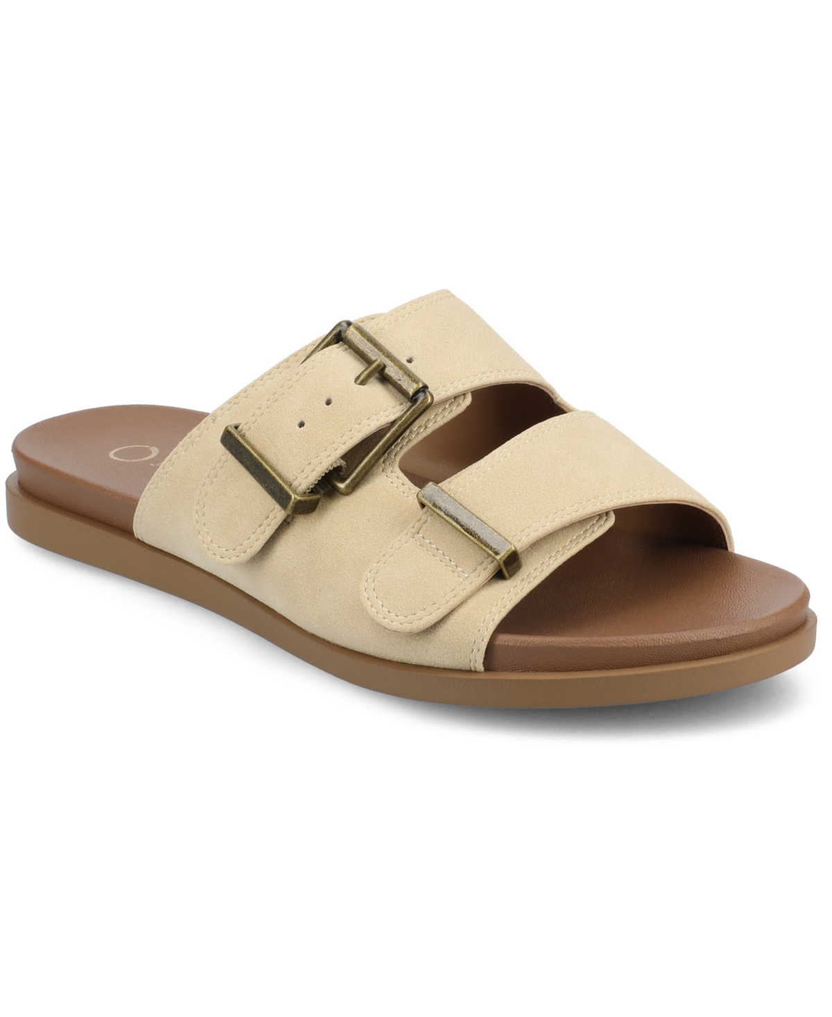 Journee Collection Cosette Buckle Slide Sandal In Beige