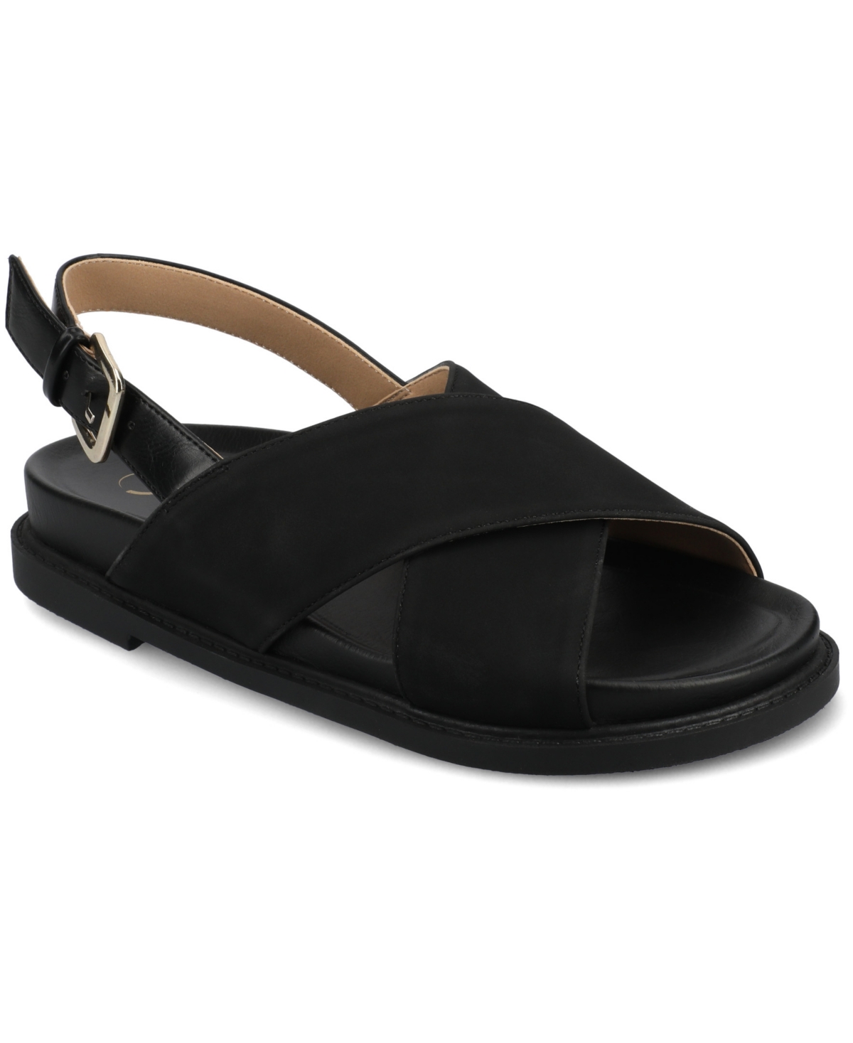 Journee Collection Women's Marinna Round Toe Flat Sandals In Black