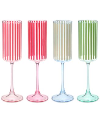 Flower Show 4-Pc. Striped Champagne Flutes, Exclusively at Macy's