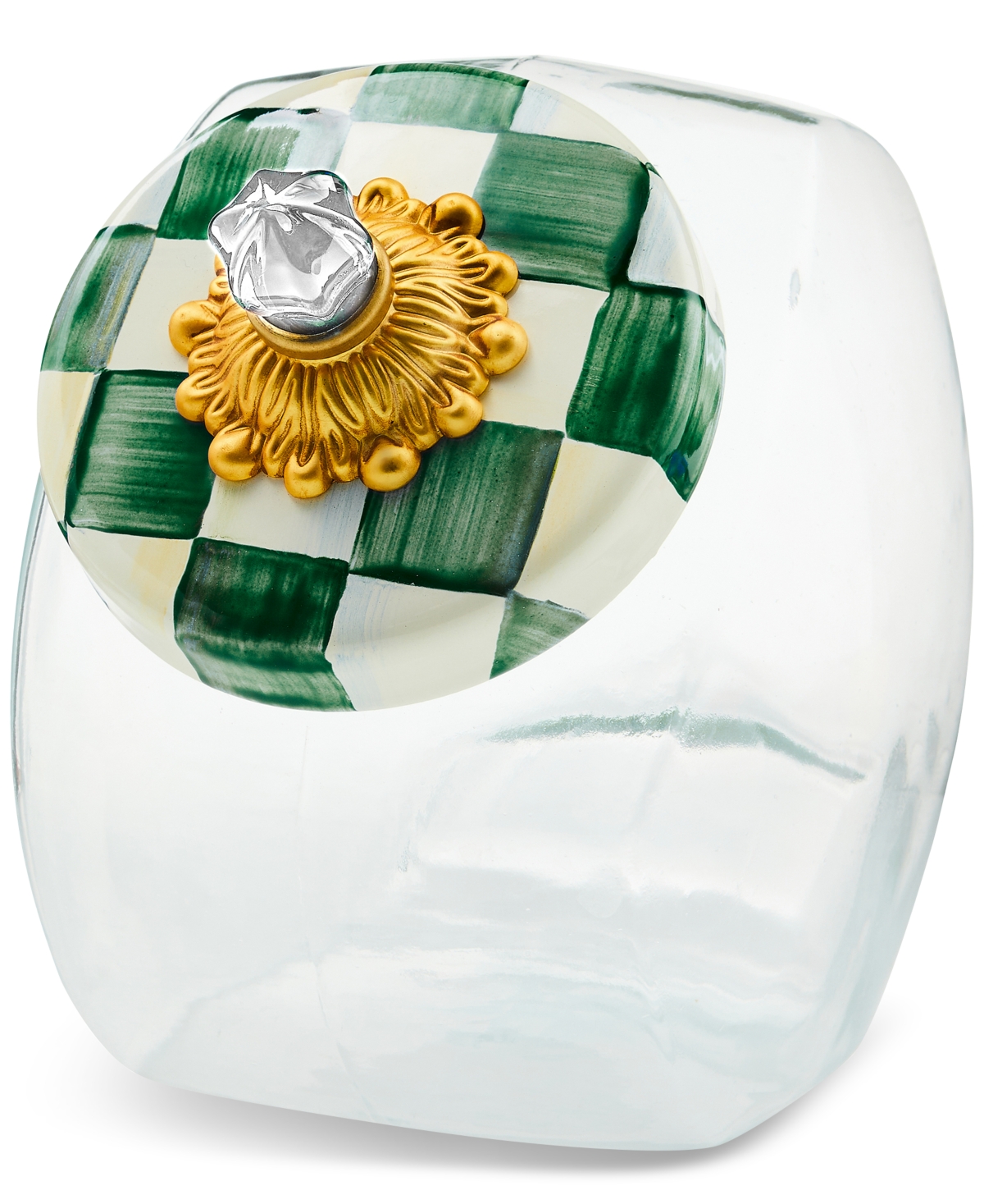 Mackenzie-childs Cookie Jar With Emerald Check Lid