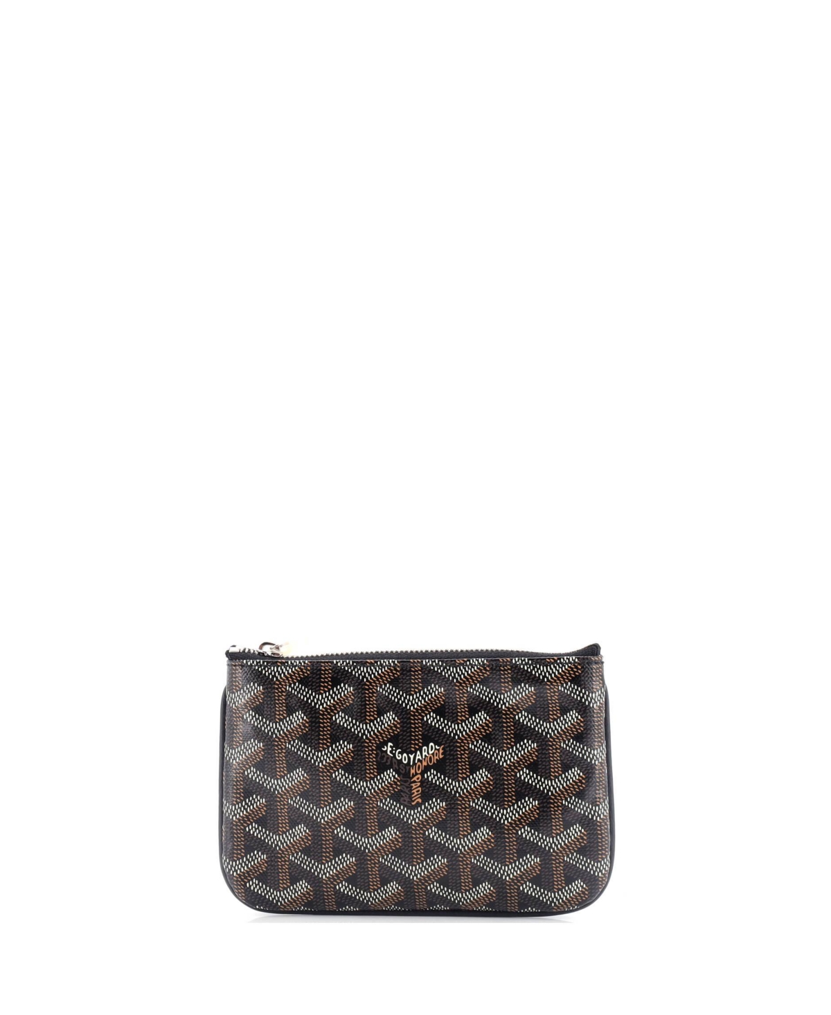 Mini Senat Zip Pouch Coated Canvas - Black/ brown