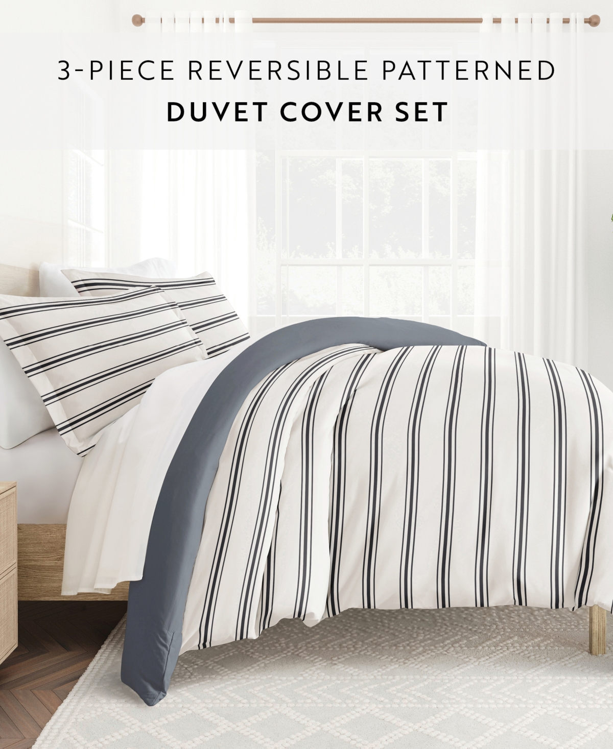 Ienjoy Home Utra Soft Reversible 3-pc. Duvet Cover Set, Queen In White