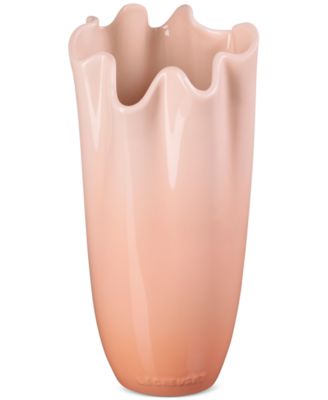 Stoneware Iris Collection Ruffle Vase, 12"H