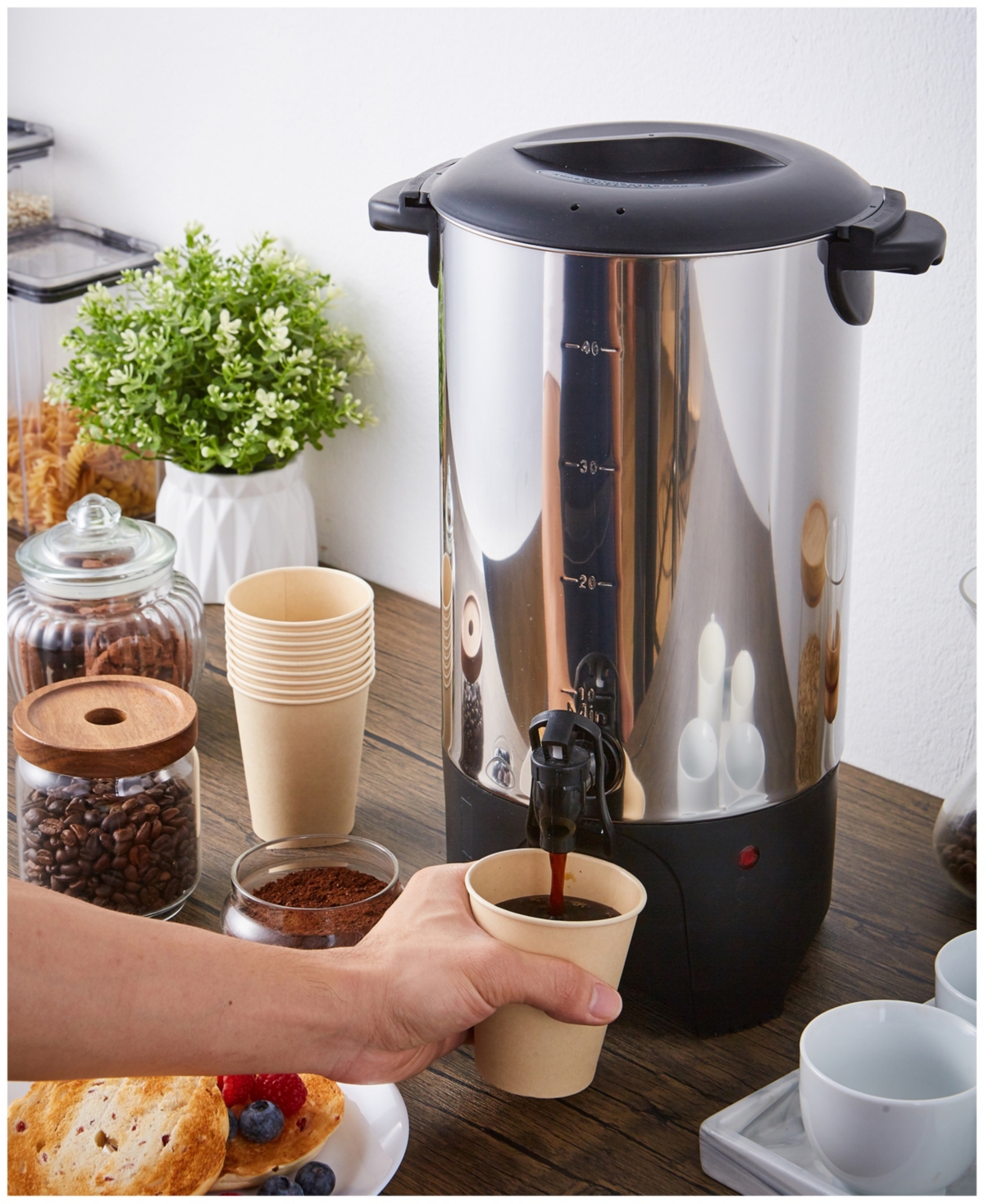Elite Cuisine 40-cup Pro Stainless Steel Office Coffee Urn In Stainless Steel