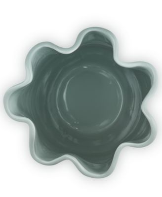 Stoneware Iris Collection Ruffle Vase, 12"H