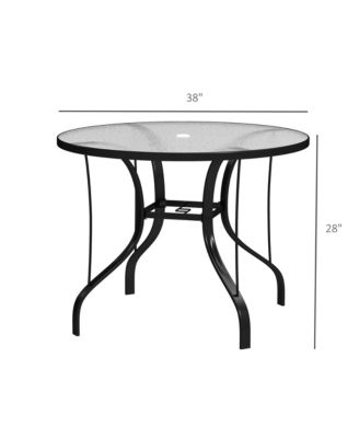 38" Round Patio Table, Tempe Glass Outdoor Dining Table,
