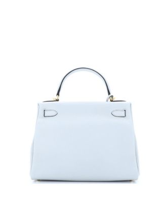 Pre-Owned Hermes Kelly 28 Handbag Blue Clemence with Gold Hardware