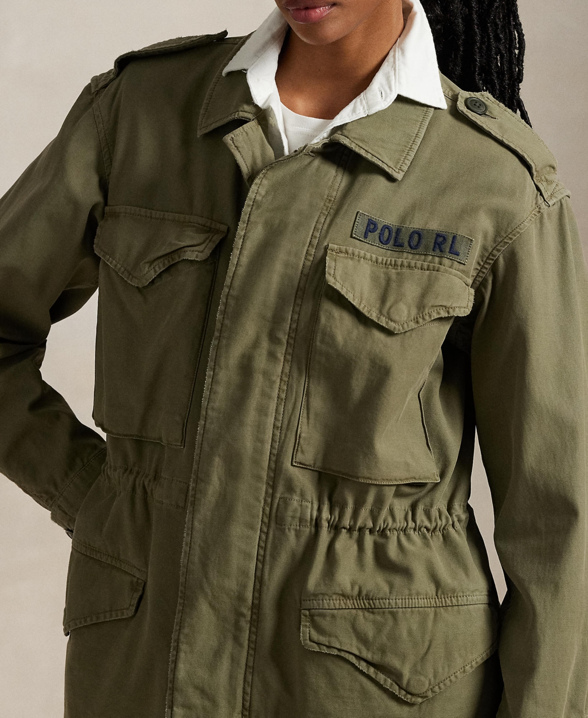 Shop Polo Ralph Lauren Women's Cotton Twill Field Jacket In Olive Mountain