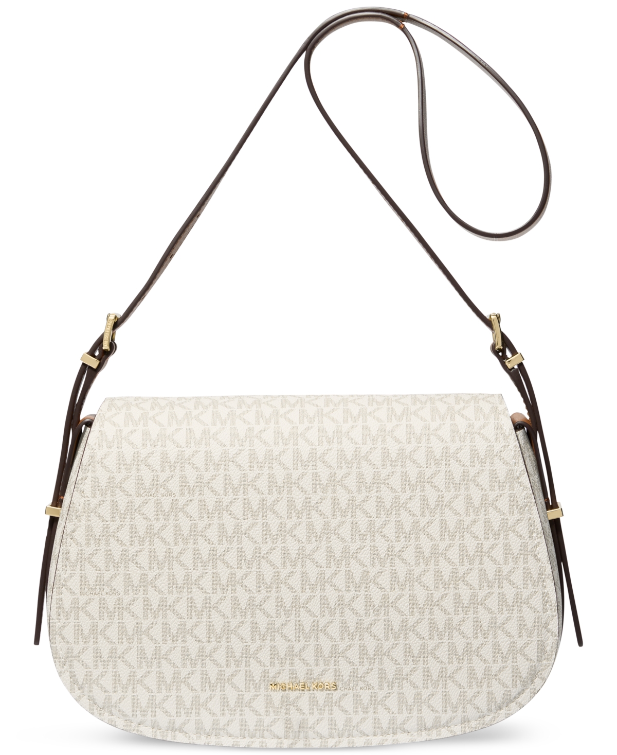 Michael Kors Michael  Lydia Small Monogram Flap Messenger In Vanilla,acorn