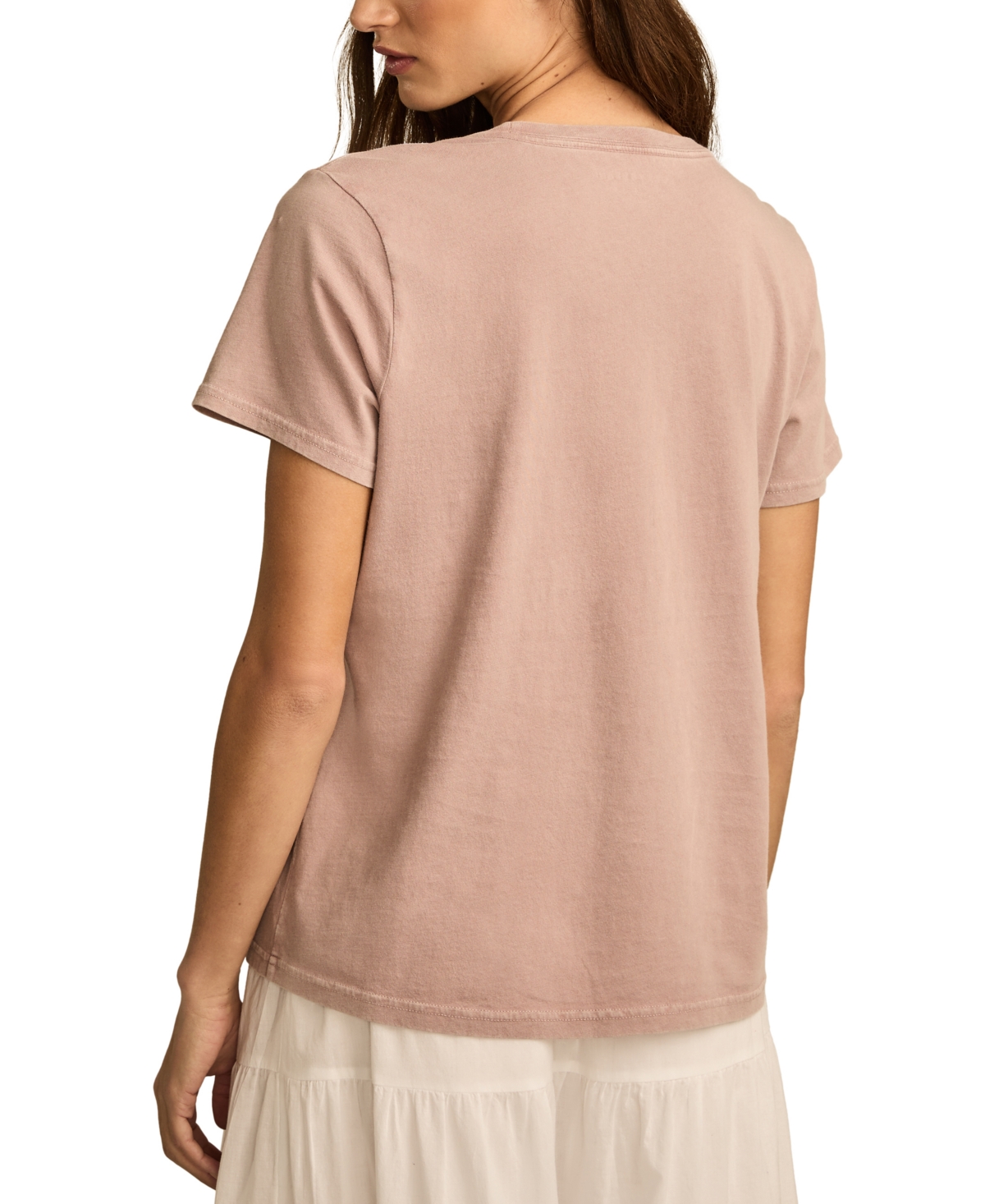 Lucky Brand Women's Cotton Lucky Tonal Applique Classic Crew T-Shirt