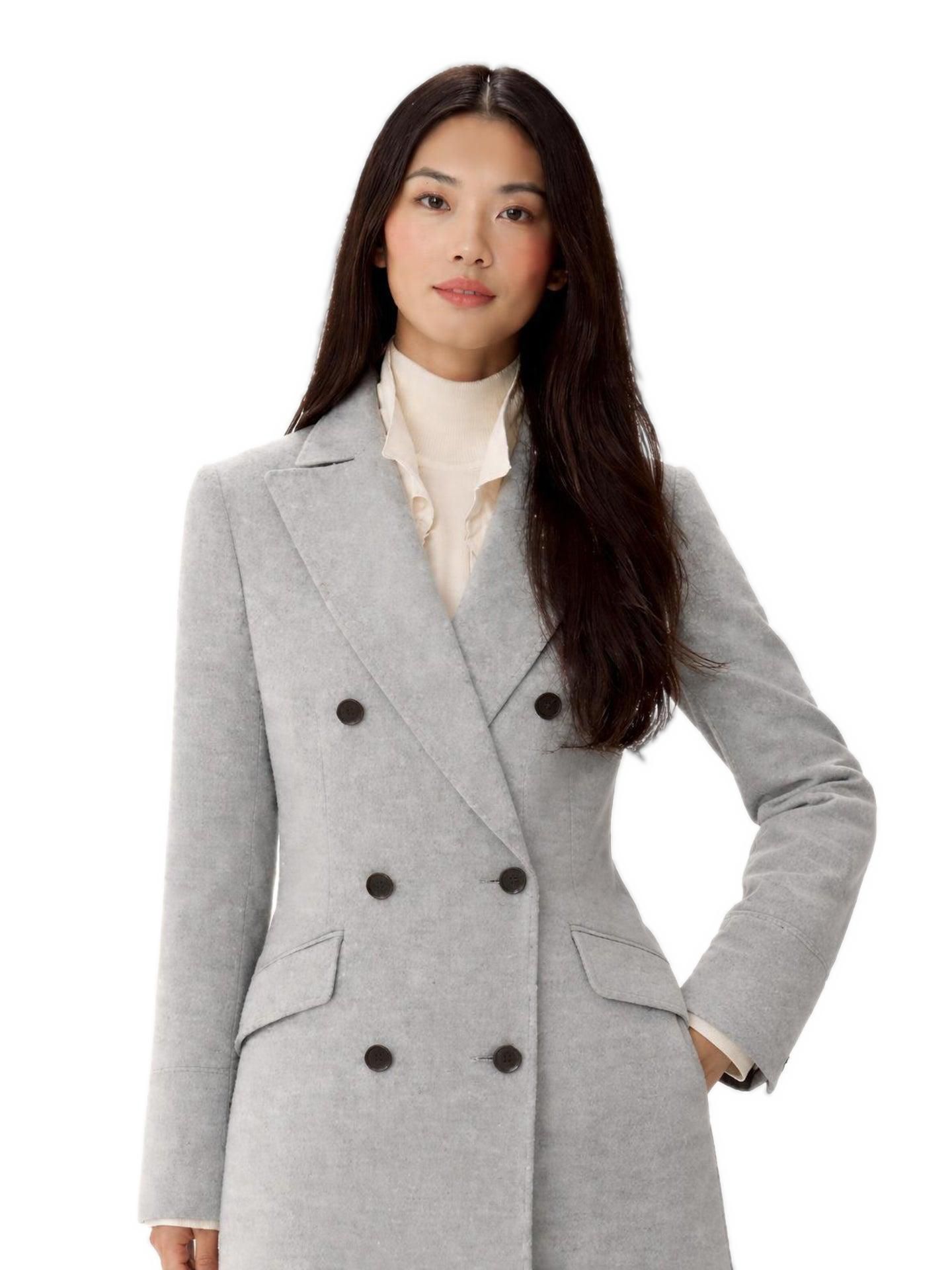 Женское пальто Gobi Cashmere Cashmere Peak Lapel Long, цвет: Серый угольный — фото 3