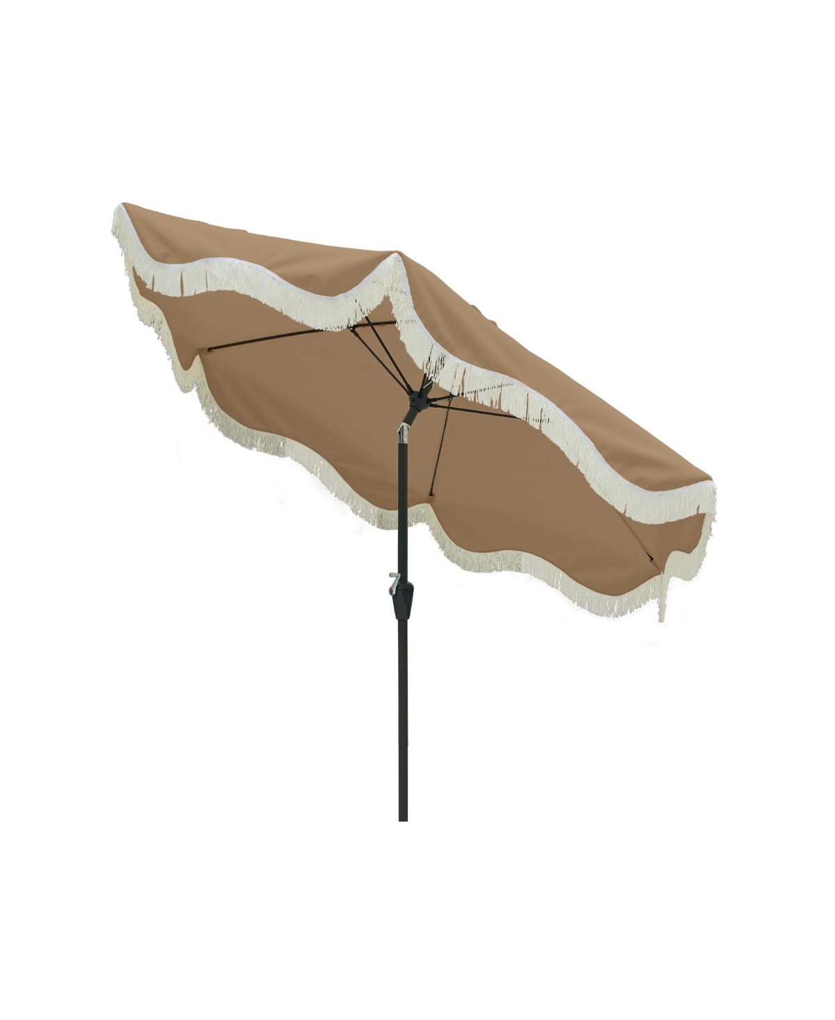 9 Ft. Bohemian Fringed Patio Market Umbrella - Brown