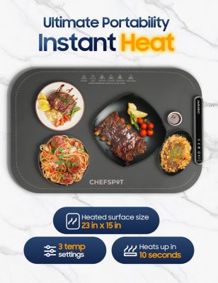 Foldable Food Warming Mat, Electric Buffet Warmer Tray with Carry Bag, Gray