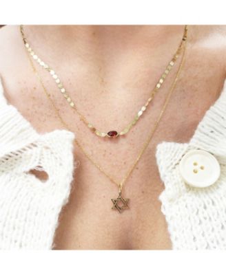 Double Gold Star of David Necklace 14K Gold