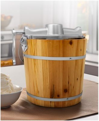4 Quart Old Fashioned Pine Bucket Electric/Manual Ice Cream Maker