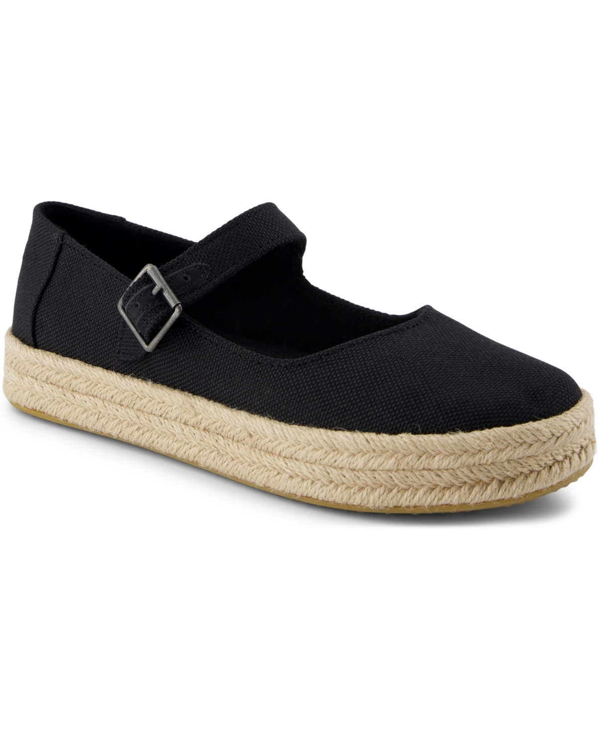Toms Carolina Mary Jane Shoe In Black Heavy Canvas