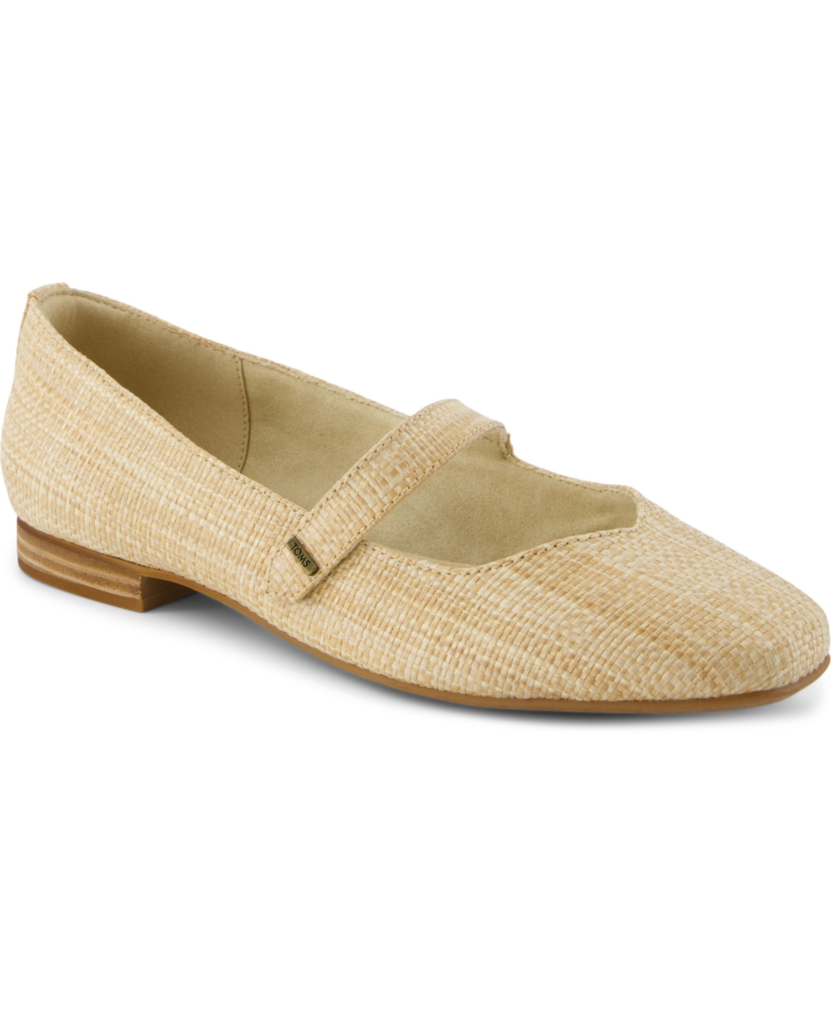 Toms Bianca Mary Jane Flat In Almond Raffia