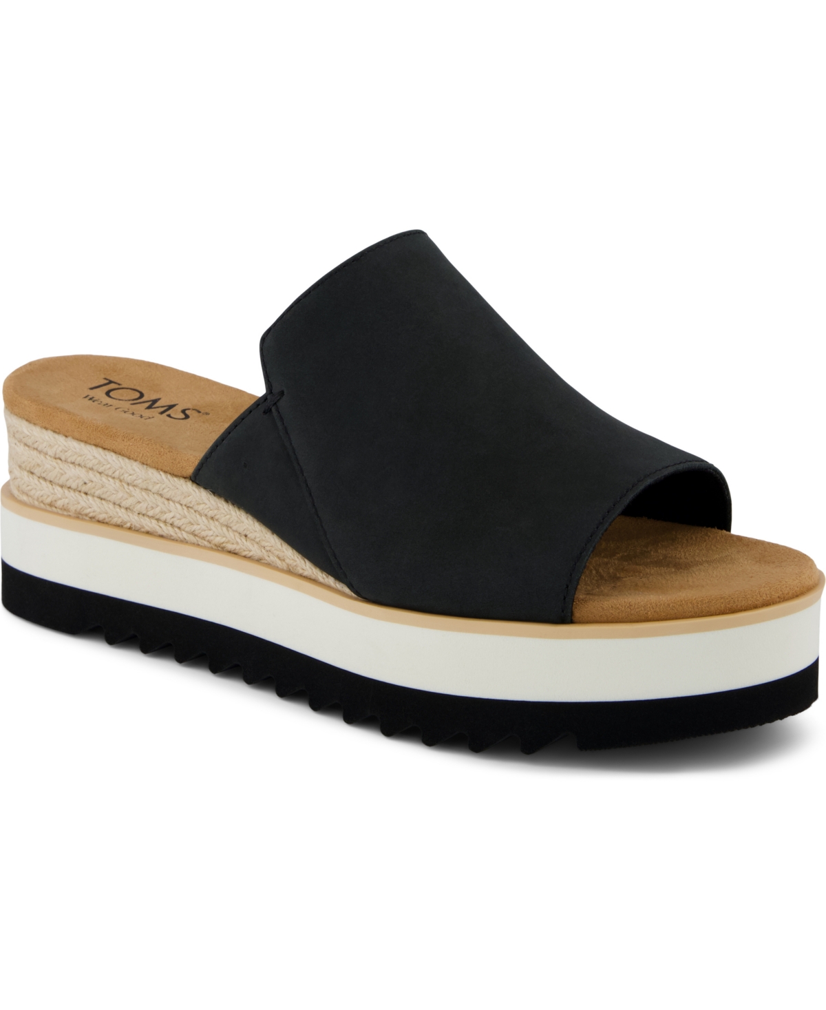 Toms Women's Diana Slip-On Wedge Sandals - Black Leather