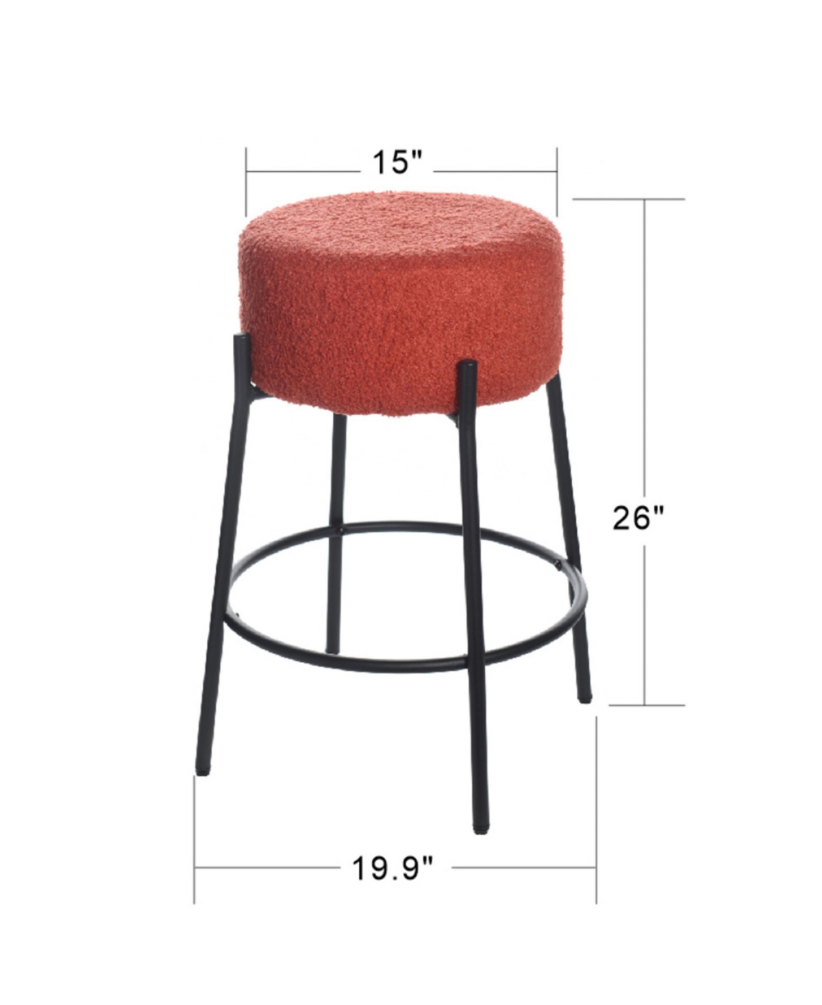 STYLECRAFT HOME COLLECTION 26" SOLOIST BOUCLE UPHOLSTERED MINIMALIST COUNTER STOOL 