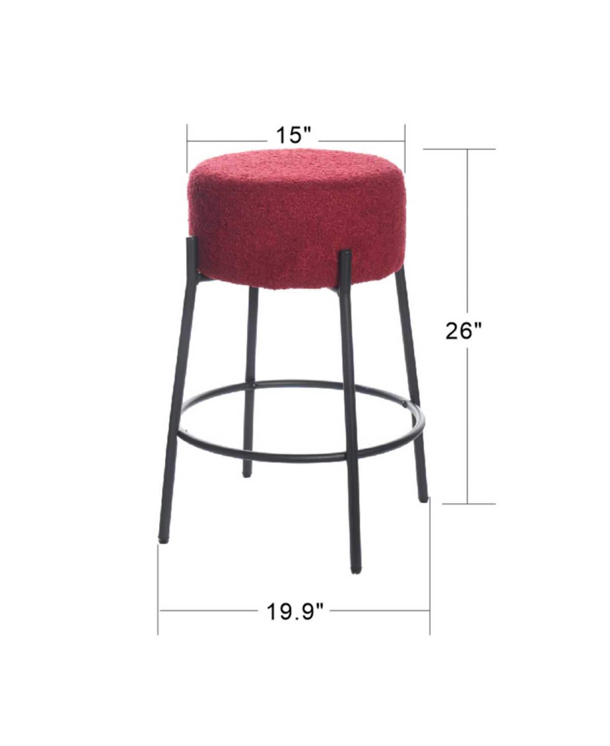 Shop Stylecraft Home Collection 26" Soloist Boucle Upholstered Minimalist Counter Stool In Maroon