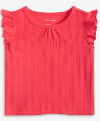 First Impressions - Baby Girls Solid Flutter-Sleeve Top