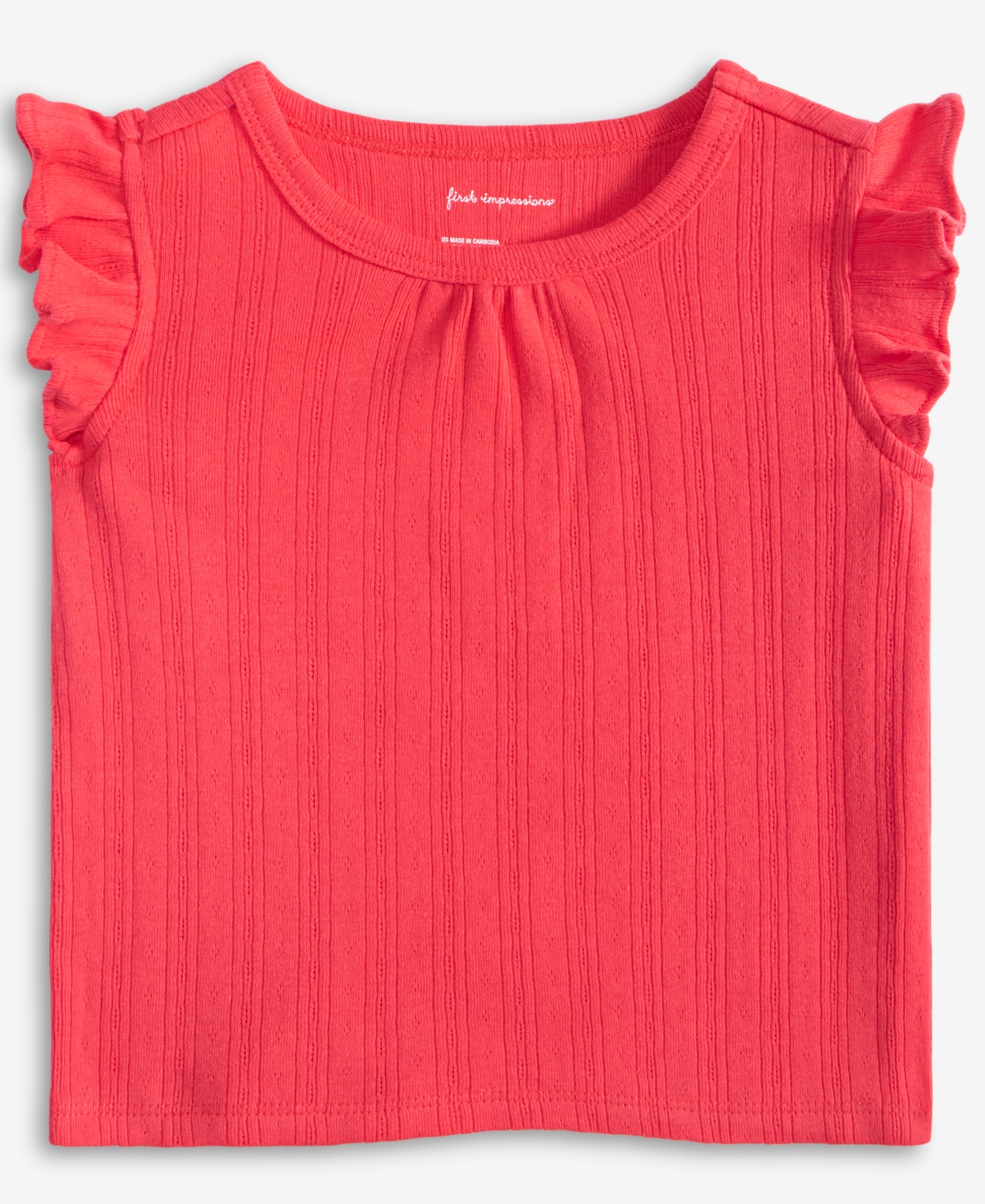 First Impressions Baby Girls Solid Flutter-sleeve Top, Exclusively At Macy's In Dry Cherry