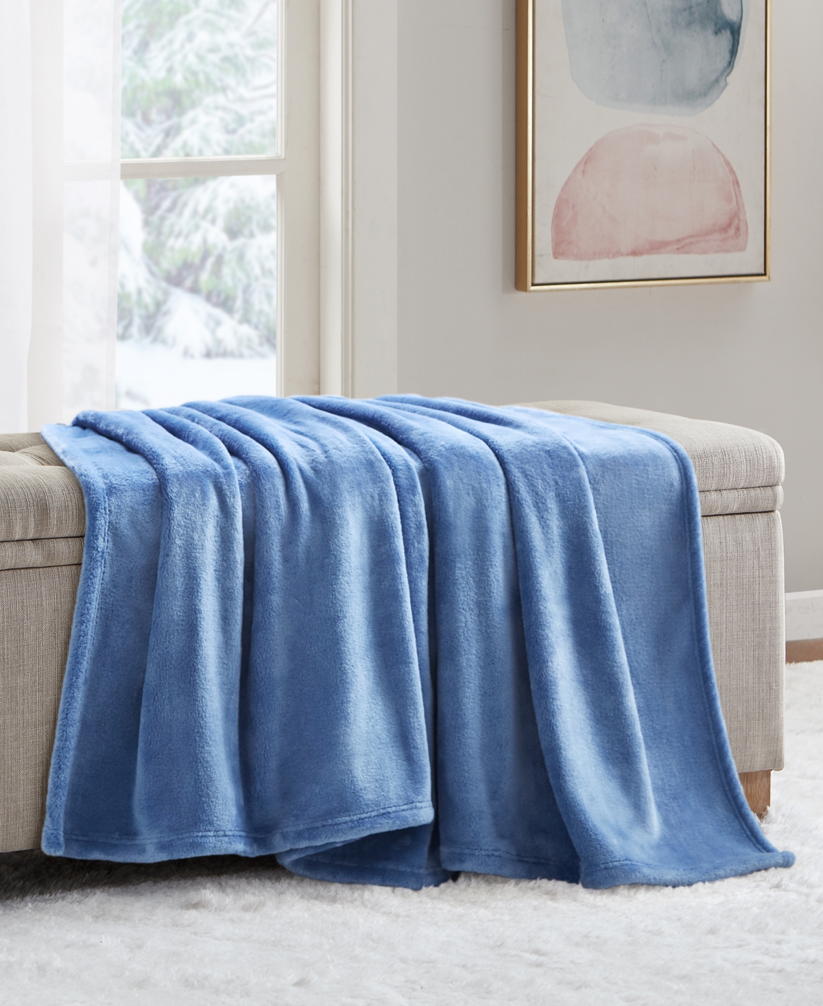 Premier Comfort Cozy Plush Printed Throw, 50" X 70", Exclusively At Macy's In Blue