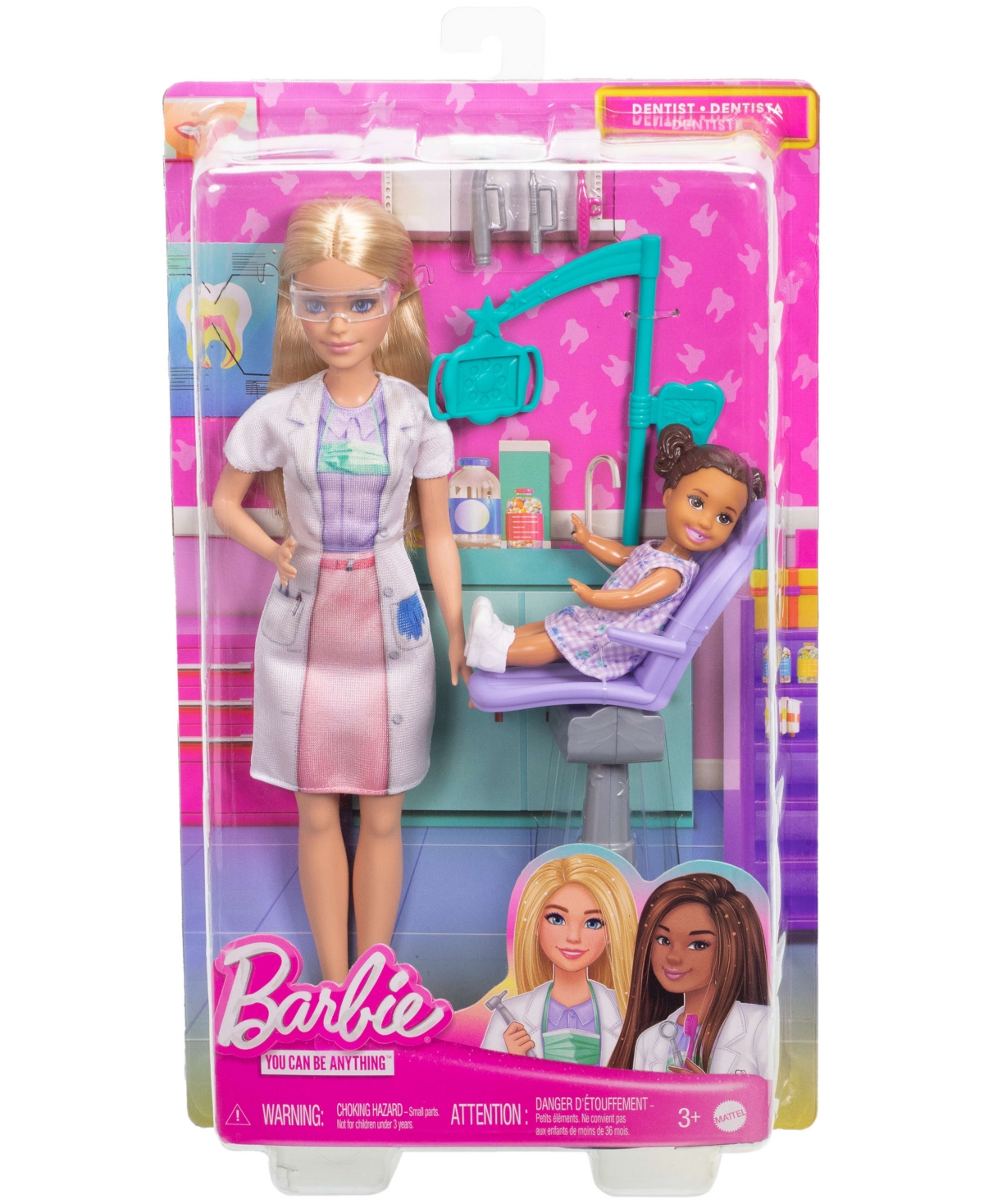 BARBIE DENTIST DOLL WITH BLONDE FASHION DOLL, 1 KID DOLL, MEDICAL DOCTOR FURNITURE & ACCESSORIES 