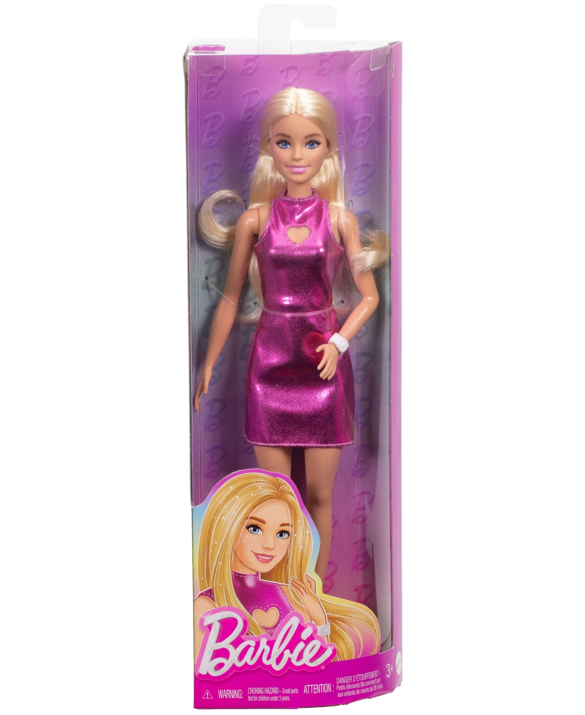 Barbie Fashionistas Doll 230 In Metallic Pink Minidress With Heart Cut-out, Blond Hair In Multi-color