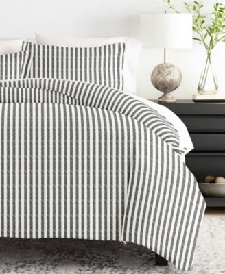 Distressed Striped Pattern 3 Piece Duvet Cover Set, Full/Queen