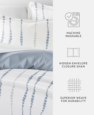 Reversible Floral & Geometric Pattern 3 piece Duvet Cover Set, Full/Queen