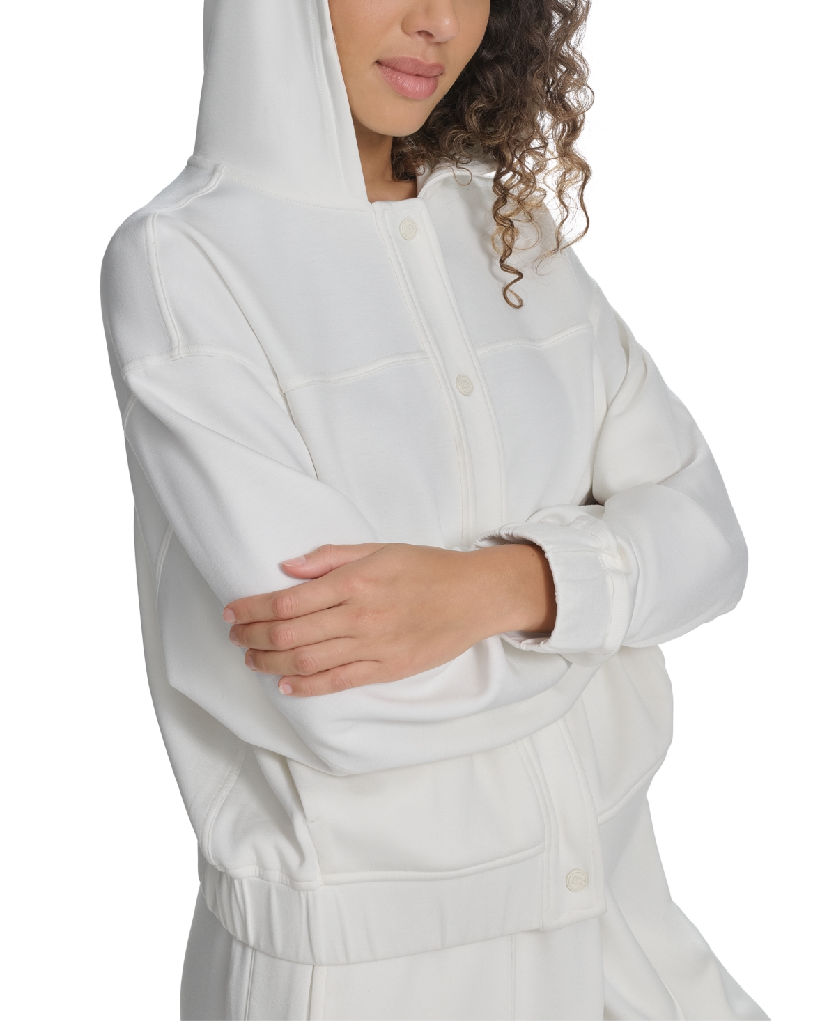 Starter Women's Scuba Solid-color Snap Shacket In Egret