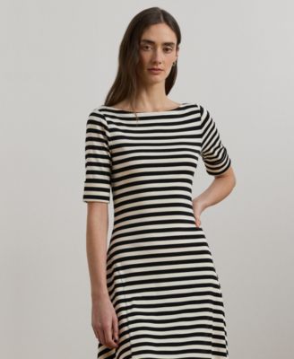Women's Striped Stretch Cotton Midi Dress