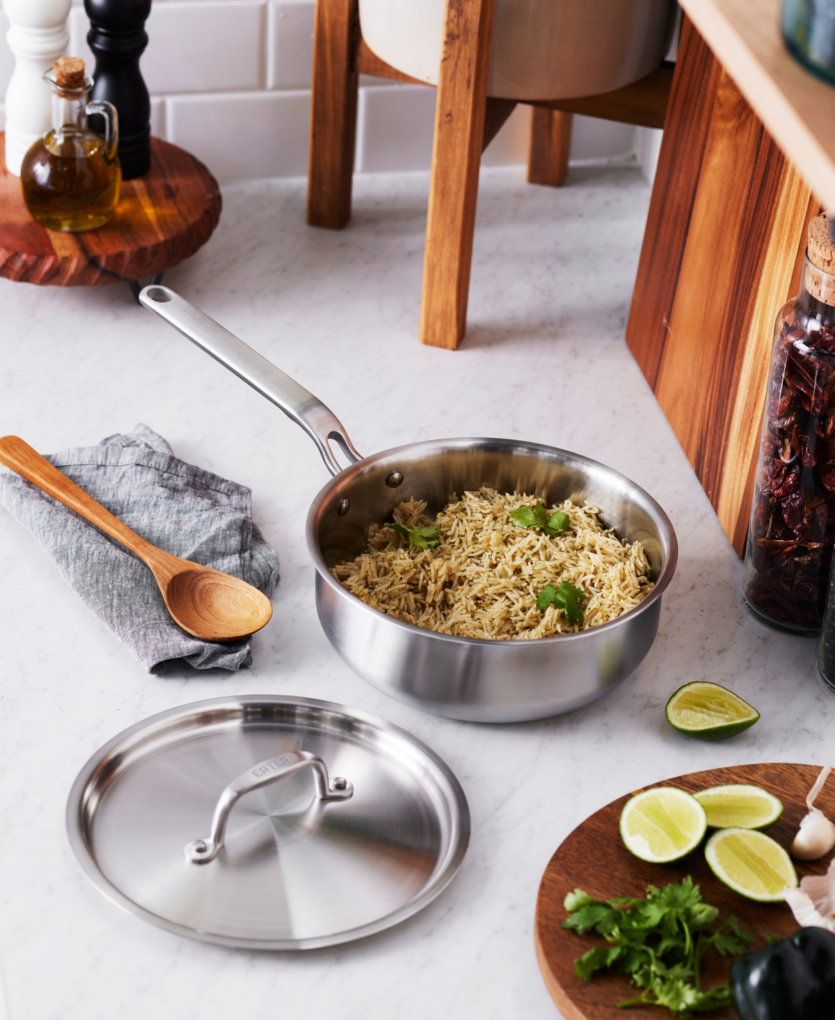 Heritage Steel X Eater 5-ply Stainless Steel 3-qt. Saucier With Lid In Silver