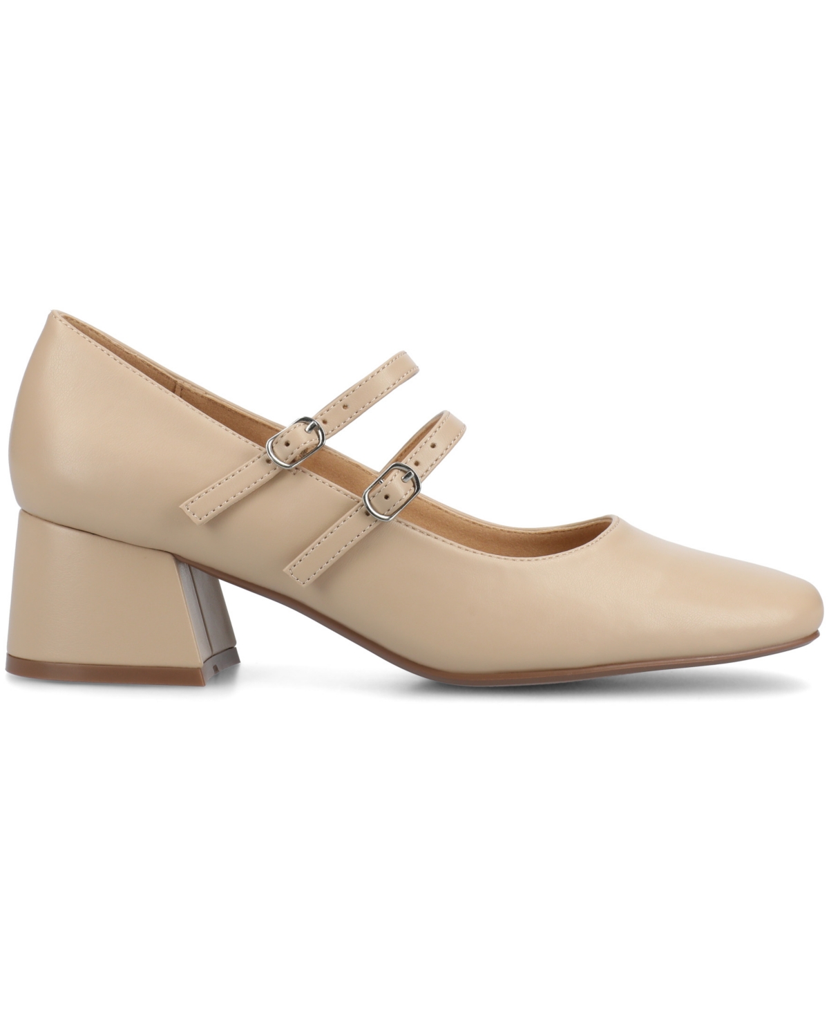 Shop Journee Collection Women's Nally Double Strap Mary Jane Pumps In Nude