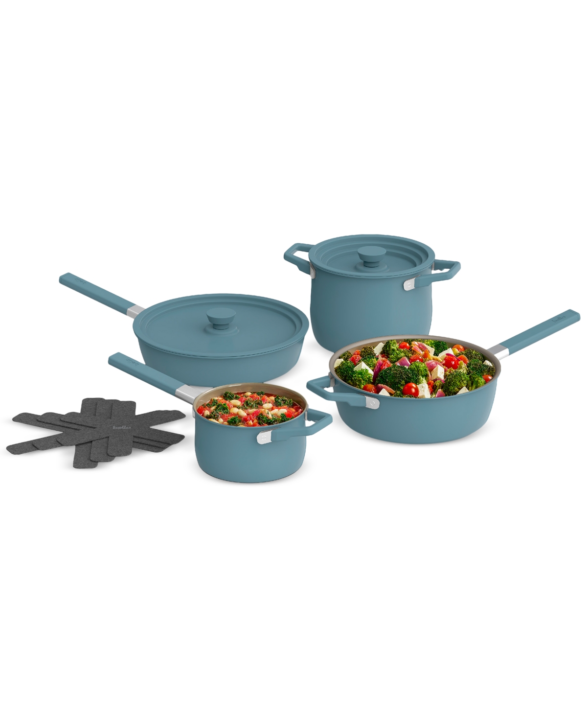 BELLA 9-PIECE STORE MORE NONSTICK CERAMIC COOKWARE SET 