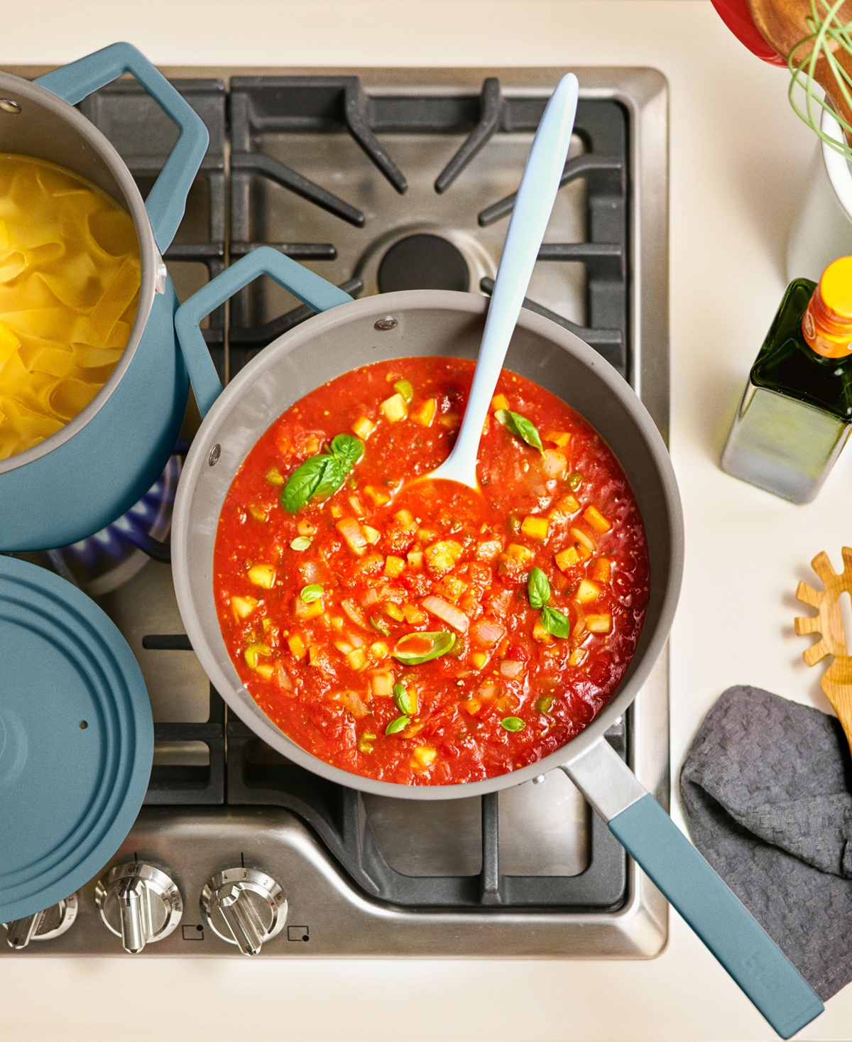 BELLA 9-PIECE STORE MORE NONSTICK CERAMIC COOKWARE SET 
