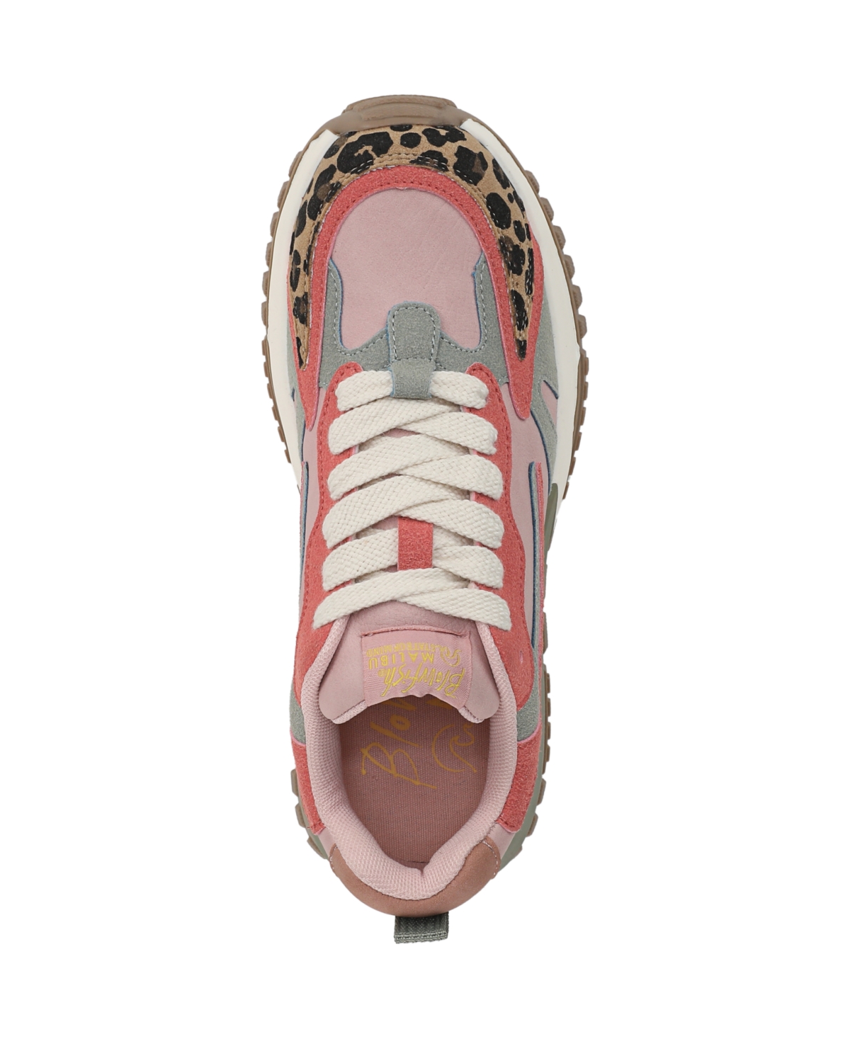 Shop Blowfish Malibu Women's Leo Lace Up Platform Sneakers In Pink,tan,black Microsuede,faux Leather-