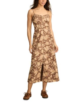 Lucky Brand - Women's Floral-Print Lace-Trim Slip Dress