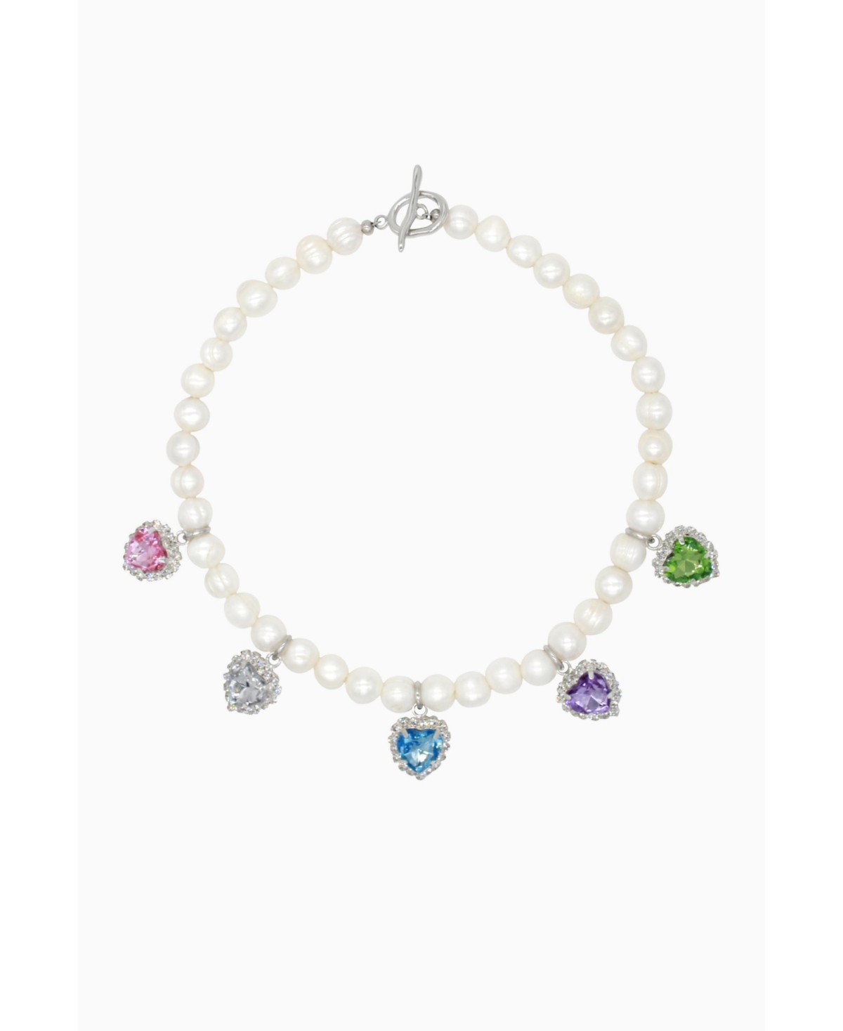 Gem Heart Pearls Necklace - Multicolor