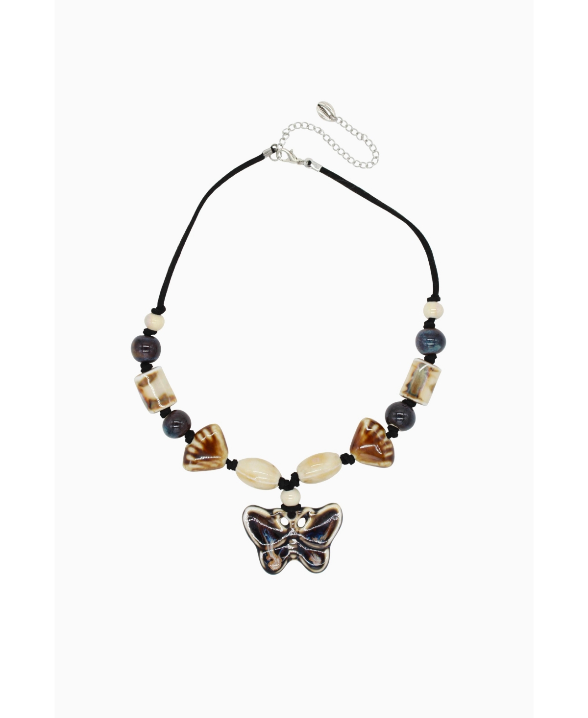 Ceramic Butterfly Necklace - Brown