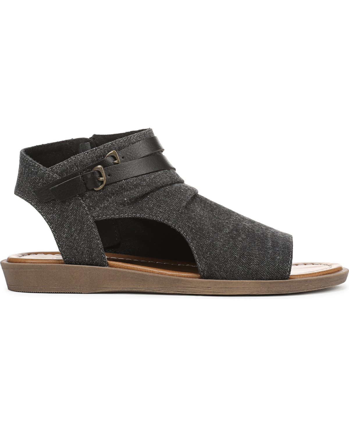 Shop Blowfish Malibu Women's Denver Strappy Low Wedge Sandals In Charcoal Denim Fabric