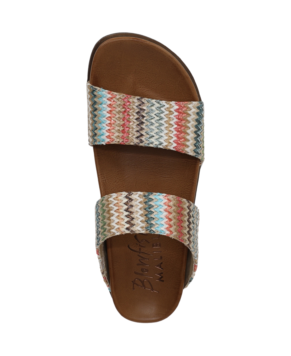 Shop Blowfish Malibu Women's Leah Open Round Toe Slide Platform Sandals In Multi Faux Raffia