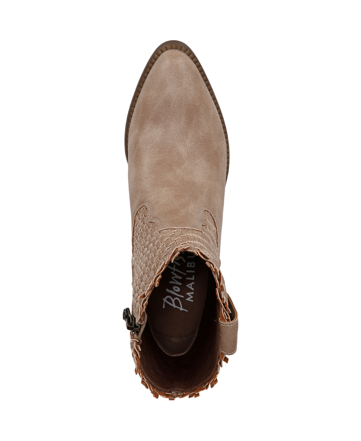 Blowfish Malibu Women's Ricky Block Heel Western Short Boots In Taupe Woven Faux Leather